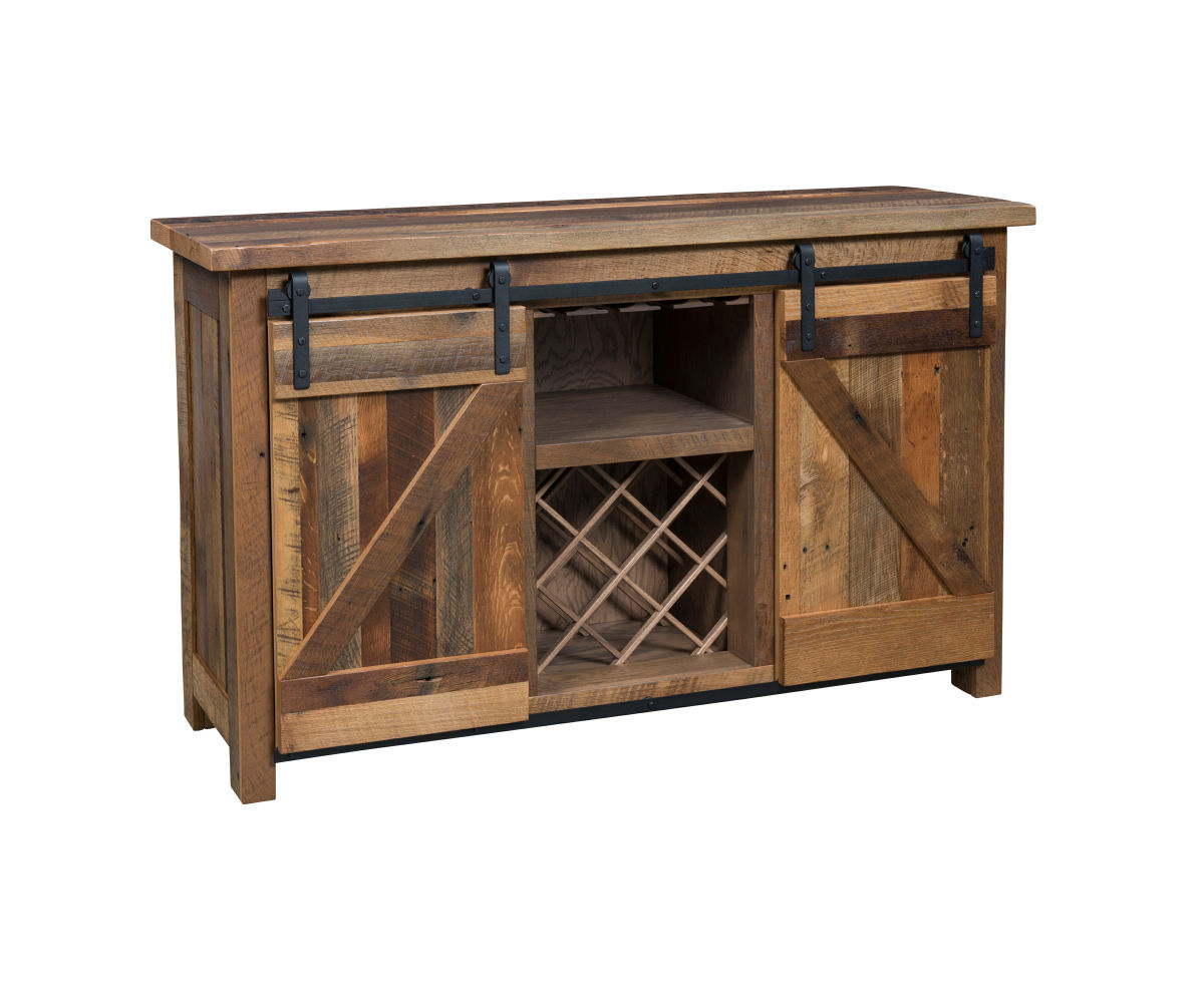 Barn Door Wine Server with Goblet Holders Sierra Valley Furniture